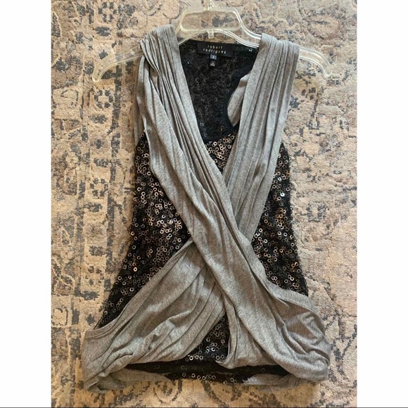 Robert Rodriguez Sequin Layer Wrap Top - Picture 6 of 9